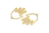 Gold Hand Charm, 6 Gold Plated Brass Hand Charms With 1 Loop, Earrings, Findings (28x19x1mm) D1084 Q0882