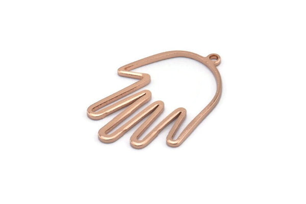 Rose Gold Hand Charm, 6 Rose Gold Plated Brass Hand Charms With 1 Loop, Earrings, Findings (28x19x1mm) D1084 Q0882