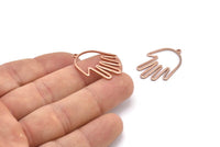 Rose Gold Hand Charm, 6 Rose Gold Plated Brass Hand Charms With 1 Loop, Earrings, Findings (28x19x1mm) D1084 Q0882