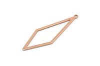 Rose Gold Diamond Charm, 6 Rose Gold Plated Brass Rhombus Charms With 1 Loop, Earrings, Findings (42x14x0,60mm) D0773 Q0783