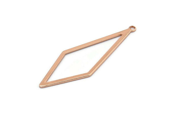 Rose Gold Diamond Charm, 6 Rose Gold Plated Brass Rhombus Charms With 1 Loop, Earrings, Findings (42x14x0,60mm) D0773 Q0783