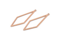 Rose Gold Diamond Charm, 6 Rose Gold Plated Brass Rhombus Charms With 1 Loop, Earrings, Findings (42x14x0,60mm) D0773 Q0783