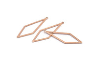 Rose Gold Diamond Charm, 6 Rose Gold Plated Brass Rhombus Charms With 1 Loop, Earrings, Findings (42x14x0,60mm) D0773 Q0783