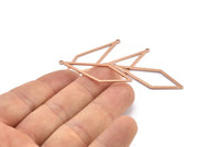 Rose Gold Diamond Charm, 6 Rose Gold Plated Brass Rhombus Charms With 1 Loop, Earrings, Findings (42x14x0,60mm) D0773 Q0783