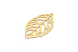 Gold Leaf Charm, 10 Gold Plated Brass Leaf Charm Earrings With 1 Hole, Earrings, Findings (27x16x0.40mm) D1285 Q0866
