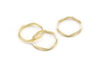 Gold Circle Rings, 12 Gold Lacquer Plated Brass Wavy Circle Rings, Charms (18.50x0.80x1.5mm) E191 Q0445
