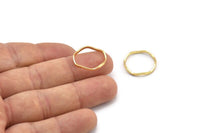 Gold Circle Rings, 12 Gold Lacquer Plated Brass Wavy Circle Rings, Charms (18.50x0.80x1.5mm) E191 Q0445