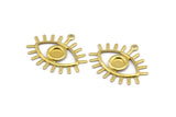 Brass Eye Charm, 24 Raw Brass Eye Charms With 1 Loop, Pendants, Earrings (26x22x1mm) A1203