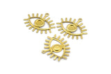 Brass Eye Charm, 24 Raw Brass Eye Charms With 1 Loop, Pendants, Earrings (26x22x1mm) A1203