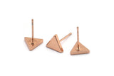 Rose Gold Triangle Earring, 4 Rose Gold Plated Brass Triangle Stud Earrings (7x1.5mm) D1505 A1378
