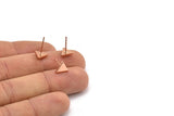 Rose Gold Triangle Earring, 4 Rose Gold Plated Brass Triangle Stud Earrings (7x1.5mm) D1505 A1378