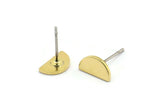 Semi Circle Earring, 12 Raw Brass Half Moon Stud Earrings (9x5x1mm) D0601 A1848
