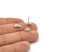 Semi Circle Earring, 10 Antique Silver Plated Brass Half Moon Stud Earrings (9x5x1mm) D0601 A1848