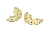 Ethnic Brass Pendant, Raw Brass Semi Circle Pendants with 2 Holes (37x23x14x1 mm) N0122