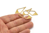 Brass Diamond Charm, 24 Raw Brass Rhombus Charms With 1 Loop, Earrings, Findings (36x16x0,80mm) D0709