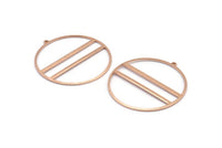 Rose Gold Circle Charm, 2 Rose Gold Plated Brass Textured Circle Charm Earrings With 1 Loop, Pendants, Findings (45x43x1mm)  D0797 Q0978
