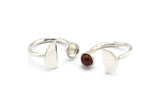 Silver Ring Settings, 925 Silver Brass Moon And Planet Ring With 1 Stone Setting - Pad Size 6mm R053