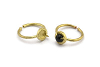 Brass Ring Settings, 10 Raw Brass Adjustable 3 Claw Ring - Ring Stone Setting - Pad Size 6mm N1299