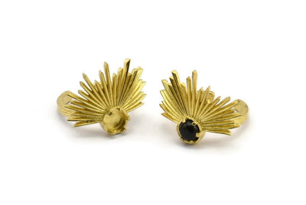 Brass Ring Settings, Raw Brass Adjustable Sunlight Rings - Pad Size 6mm N0731