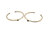 Brass Round Cuff, Raw Brass Bracelet Stone Setting With 1 Pad -  Pad Size 5mm D1652