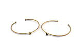 Brass Round Cuff, Raw Brass Bracelet Stone Setting With 1 Pad -  Pad Size 5mm D1652