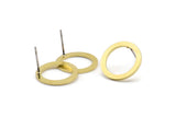 Brass Circle Earring, 6 Raw Brass Circle Stud Earrings (16x2x1mm) A2884 A2895