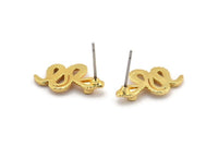 Gold Snake Earring, 4 Gold Plated Brass Snake And Moon Stud Earrings (20x11x3mm) N1612 Q0730