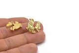 Gold Bird Earring, 2 Gold Plated Brass Bird Stud Earrings (19x18x2mm) N1671 Q0207