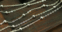 Silver Brass Chain, 1 Meter - 3.3 Feet (2x1.5 Mm) Silver Tone Brass Soldered Chain With Ball C54 ( Z022 )