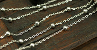 Silver Brass Bulk, 10 Meters - 33 Feet (2x1.5mm) Silver Tone Brass Soldered Chain With Ball C54 ( Z022 )