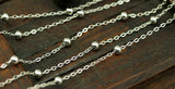 Silver Brass Bulk, 10 Meters - 33 Feet (2x1.5mm) Silver Tone Brass Soldered Chain With Ball C54 ( Z022 )