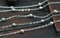 Silver Brass Bulk, 10 Meters - 33 Feet (2x1.5mm) Silver Tone Brass Soldered Chain With Ball C54 ( Z022 )