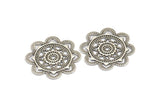 Snowflake Filigree Charm, 10 Antique Silver Plated Brass Snowflake Filigree With 1 Hole, Connectors, Charms (28mm) Brs 406 A0276