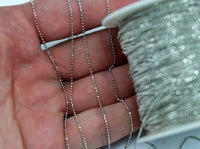 95 Meters  1mm Silver Tone Brass Faceted Ball Chain Z030