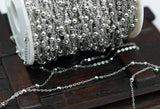 Silver Brass Bulk, 10 Meters - 33 Feet (2x1.5mm) Silver Tone Brass Soldered Chain With Ball C54 ( Z022 )