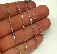 Silver Brass Bulk, 10 Meters - 33 Feet (2x1.5mm) Silver Tone Brass Soldered Chain With Ball C54 ( Z022 )
