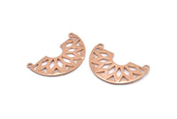 Etnik Gül Altın Kolye, 2 Delikli 2 Gül Altın Kaplamalı Yarım Daire Kolye (37x23x14x1 mm) N0122 Q0255