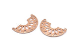 Etnik Gül Altın Kolye, 2 Delikli 2 Gül Altın Kaplamalı Yarım Daire Kolye (37x23x14x1 mm) N0122 Q0255