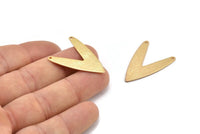 Gold Letter Charm, 2 Textured Gold Plated Brass V Shape Connectors With 2 Holes, Findings (31x22.5x0.80mm) D995 Q0869