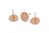 Rose Gold Round Earring, 6 Rose Gold Brass Round Stud Earrings (10x1mm) D868 A1920