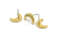 Altın Ay Küpe, 4 Altın Kaplama Pirinç Hilal Ay Küpe (12x4x2mm) N1588