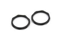 Black Faceted Ring, 12 Black Oxidized Brass Faceted Rings, Connectors (17mm) N0500 S472