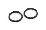 Black Faceted Ring, 12 Black Oxidized Brass Faceted Rings, Connectors (17mm) N0500 S472