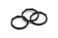 Black Faceted Ring, 12 Black Oxidized Brass Faceted Rings, Connectors (17mm) N0500 S472