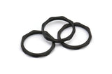 Black Faceted Ring, 12 Black Oxidized Brass Faceted Rings, Connectors (17mm) N0500 S472