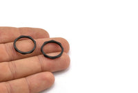 Black Faceted Ring, 12 Black Oxidized Brass Faceted Rings, Connectors (17mm) N0500 S472