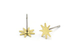 Brass Star Earring, 12 Raw Brass Star Stud Earrings (7x0.60mm) D1188 A1107