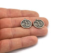 Nordic Runes Charm, 2 Antique Silver Plated Brass Viking Talisman Of Sanacion Symbol Charms With 1 Loop, Viking Runes (20x17x1.5mm) N2033