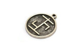 Nordic Runes Charm, 2 Antique Silver Plated Brass Viking Talisman Of Sanacion Symbol Charms With 1 Loop, Viking Runes (20x17x1.5mm) N2033