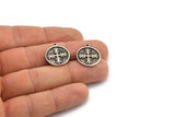 Nordic Runes Charm, 2 Antique Silver Plated Brass Viking Protection Symbol Charms With 1 Loop, Viking Runes (20x17x1.5mm) N2034